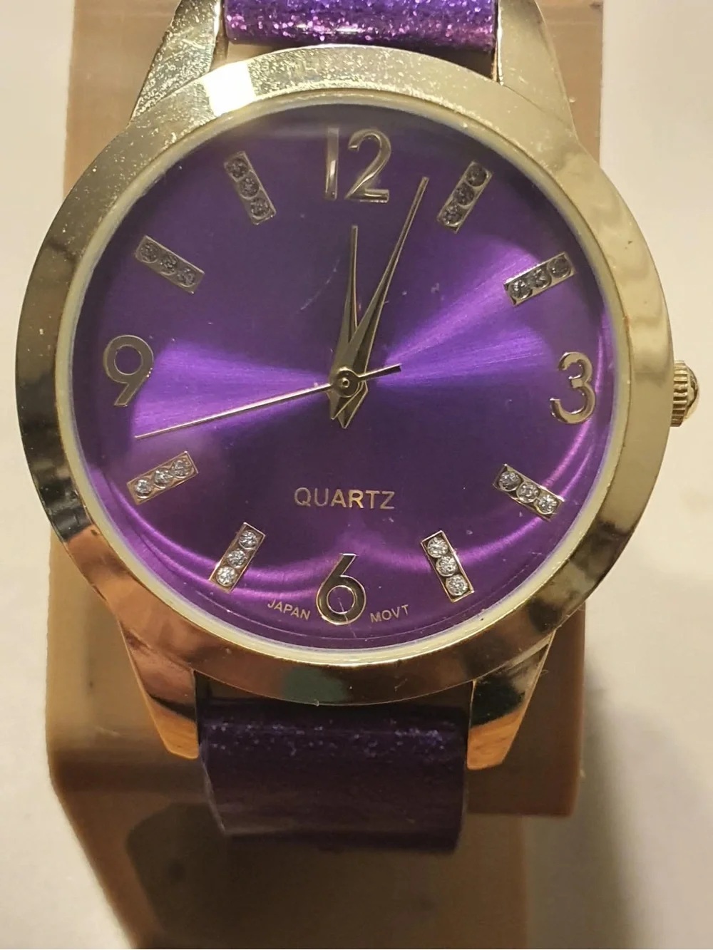 🦋10/$20🦋 Goldtone/Purple Rhinestone Leather Women's Watch